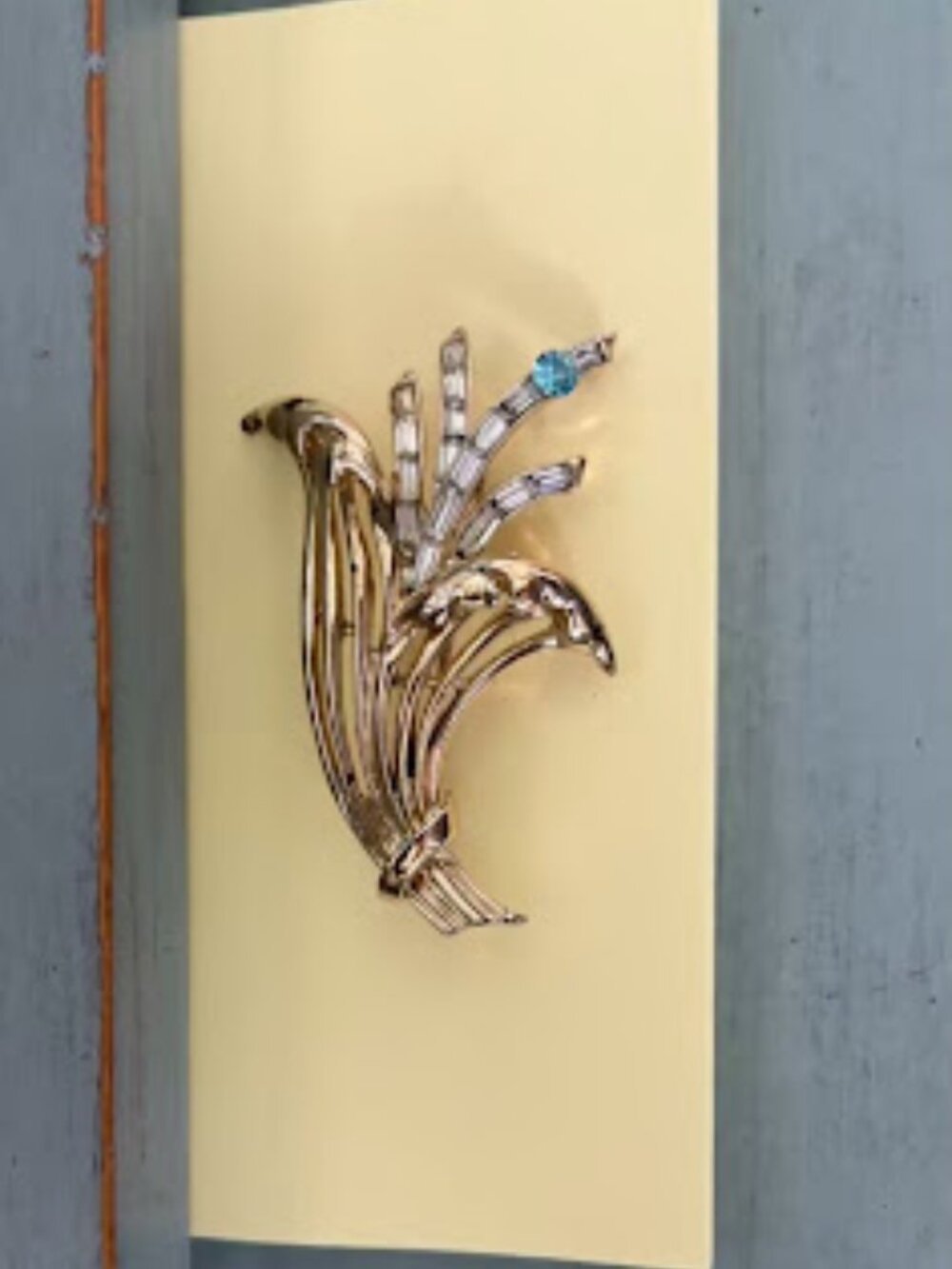Vintage Crown Trifari Alfred Philippe Skylark Spray Brooch Pin Pat Pend 1953 Blu